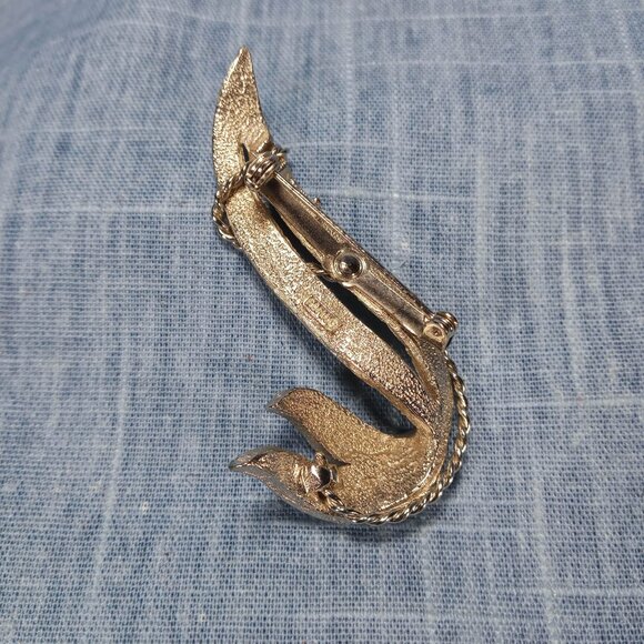 1980s Vintage Leaf Pin in Silver Tone Metal by ROMA - Picture 4 of 5